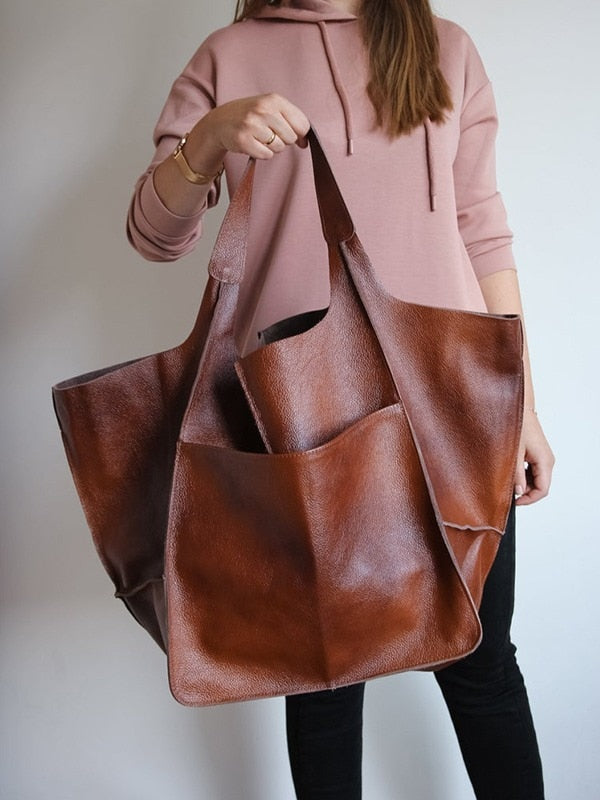 Grand sac à main décontracté en cuir pour femme