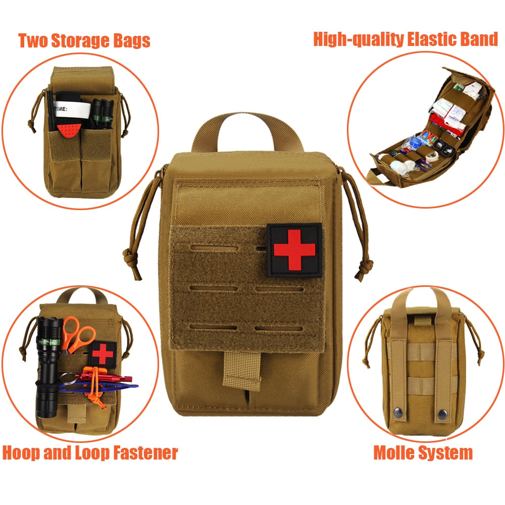 Trousse de premiers secours tactique Molle, sac de survie, sac d'urgence en Nylon 1000D, militaire en plein air