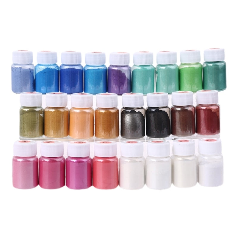 24 pcs bricolage perle mica résine époxy colorant