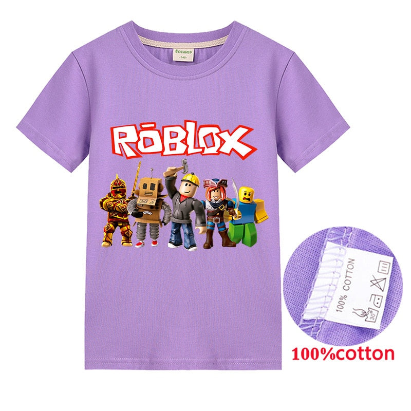 Roblox Filles T-Shirt Dessin Animé Été Coton