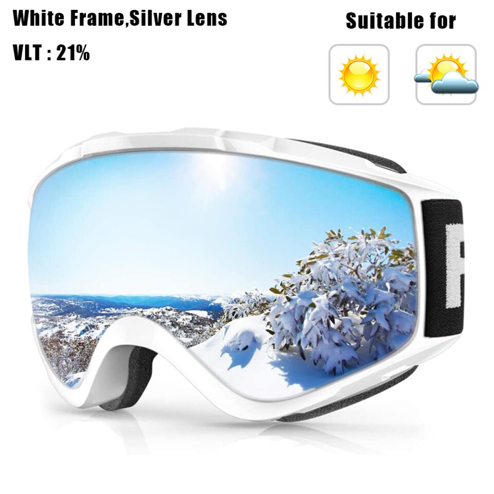 Findway Snowboard Protection UV400 Lunettes de ski OTG, anti-rayures, anti-buée