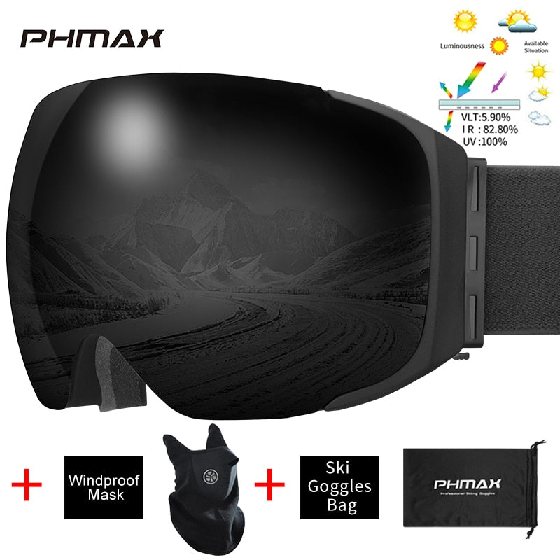 PHMAX Snowboardbrille mit Magnetverschluss