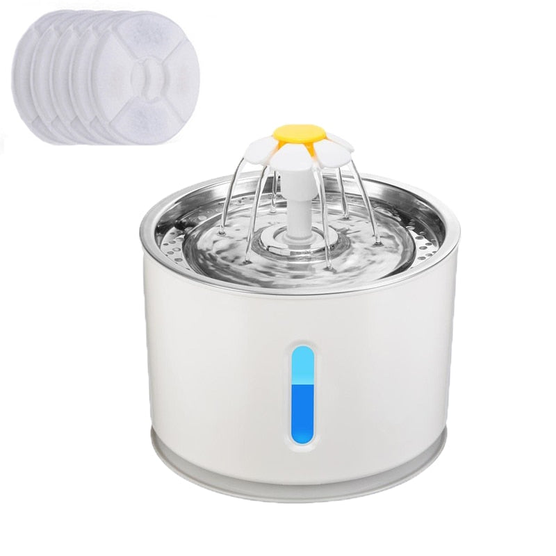 Fontaine d'eau automatique pour chat avec LED 5 filtres 2,4 L