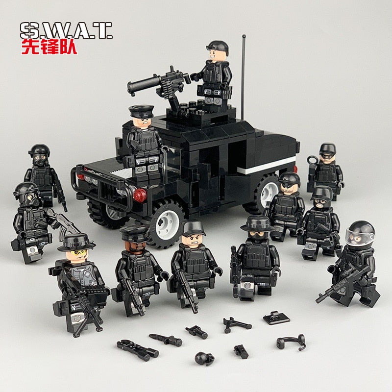 Ensemble de 22 pièces pour soldats mini figurines police de l'équipe SWAT