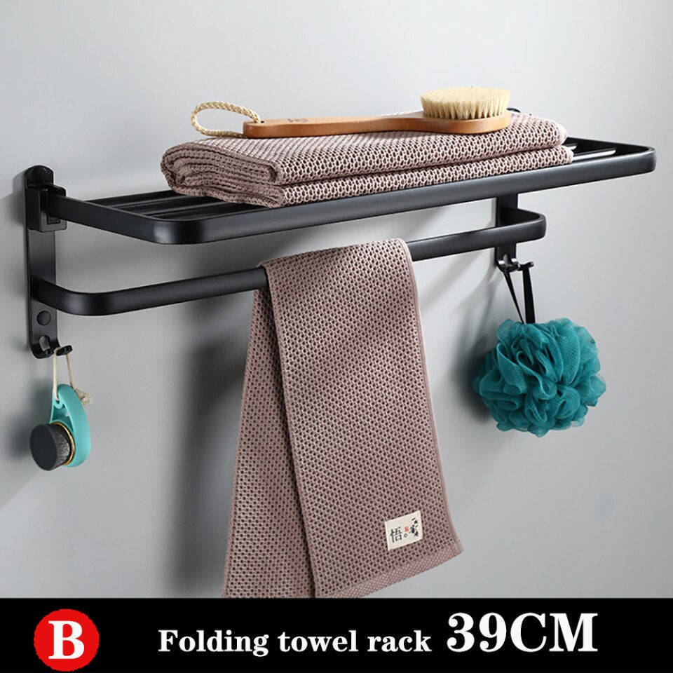 Porte-serviettes sans perçage, crochet de rangement pliable