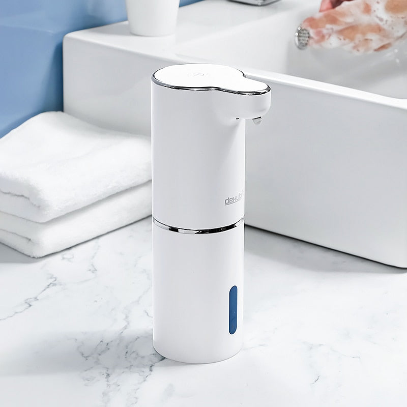 Distributeur automatique de savon mousse, chargement USB, blanc, ABS