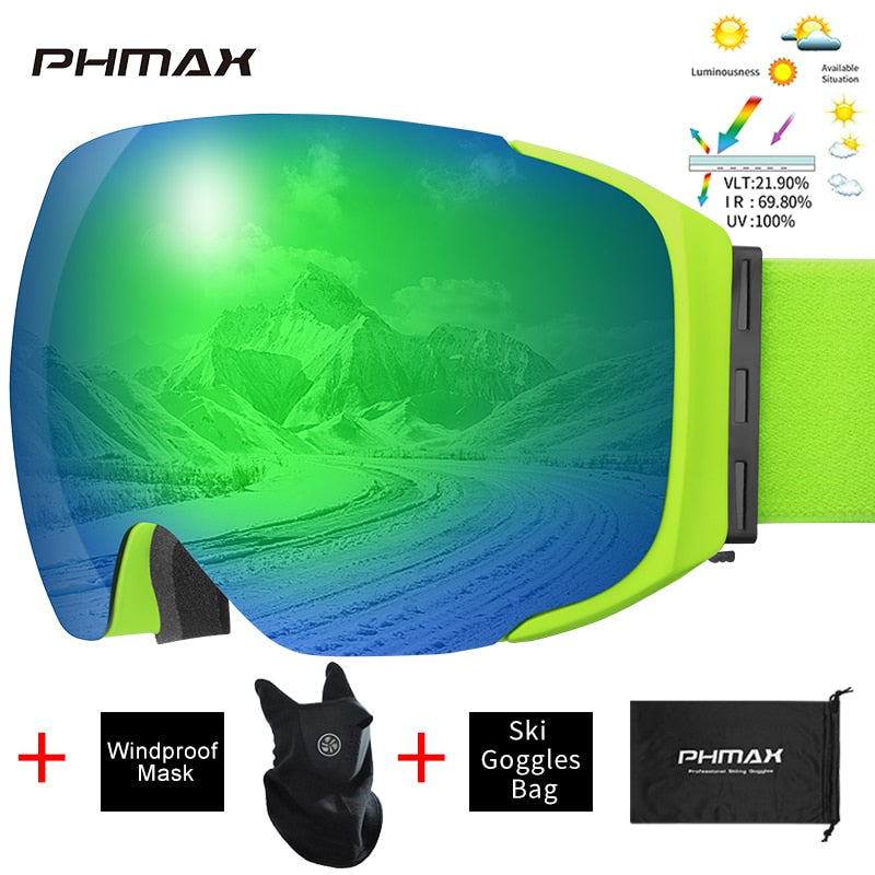 PHMAX Snowboardbrille mit Magnetverschluss