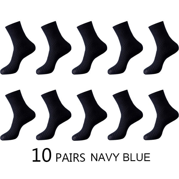 10 paires de chaussettes en fibre de bambou pour hommes, de haute qualité
