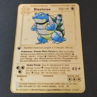 Pokemon Game Anime Battle Card Gold Metal