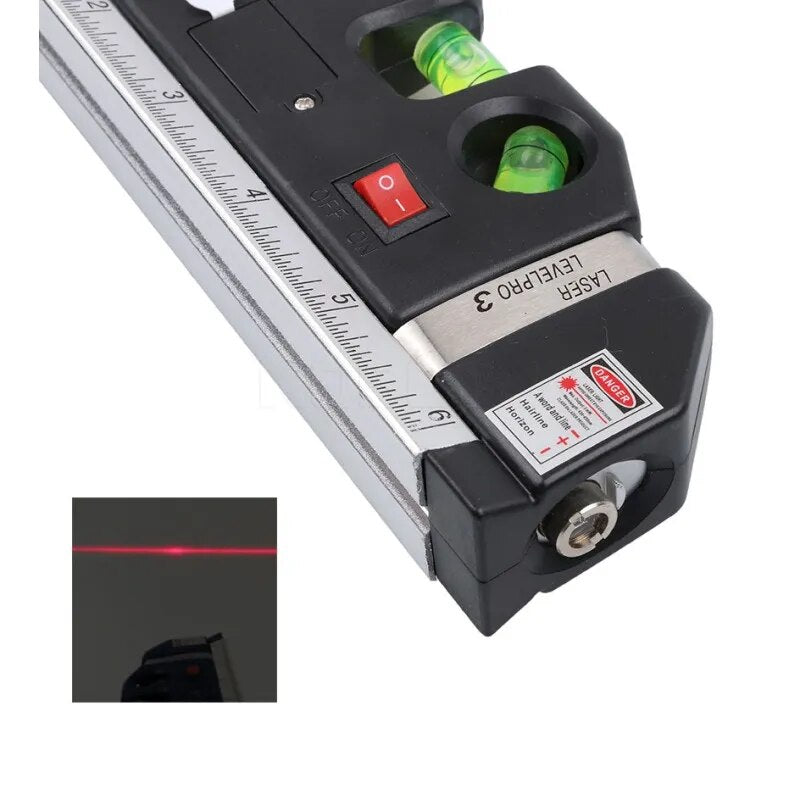 1 PC 4 in 1 Infrarot-Laser-Wasserwaage Kreuzlinien-Laserband mit 2,5 m Maß Multifunktions-Laser-Wasserwaage Werkzeuge