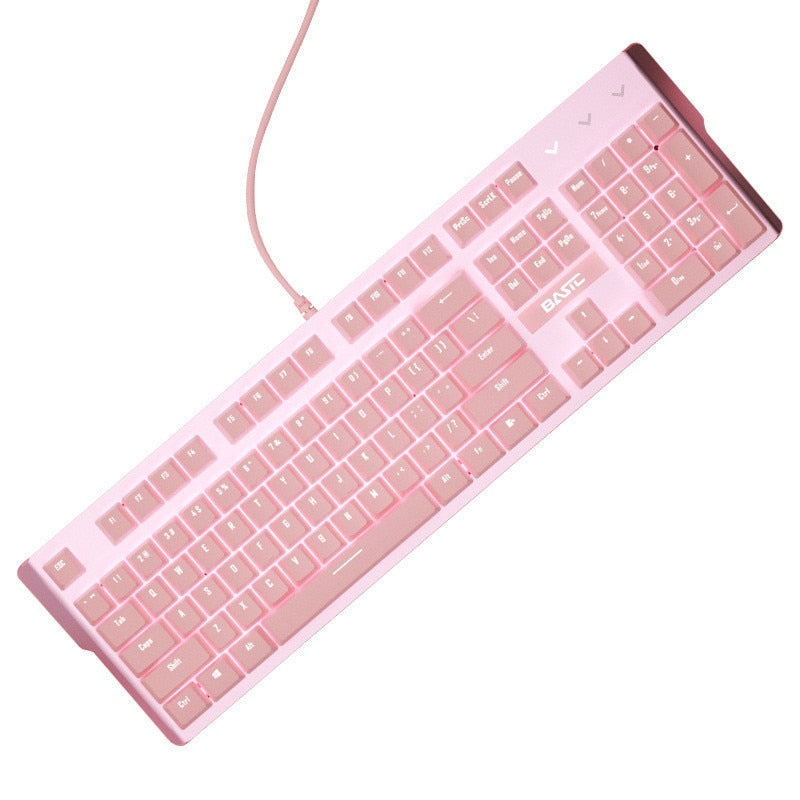 Rosa Gaming-Tastatur mit Hintergrundbeleuchtung für Gamer