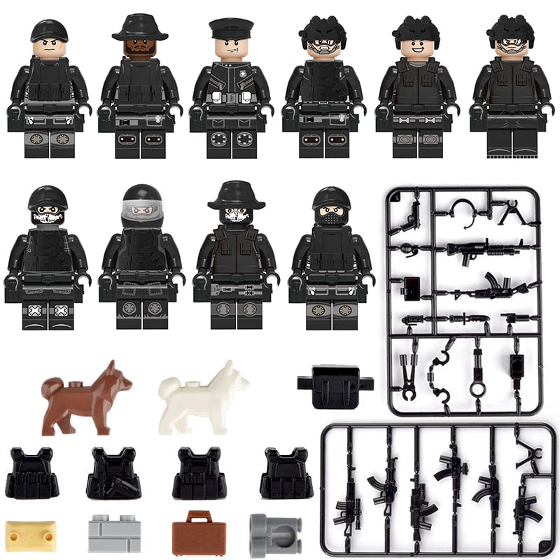 22-teiliges Set für Soldaten Mini Figuren SWAT Team Polizei