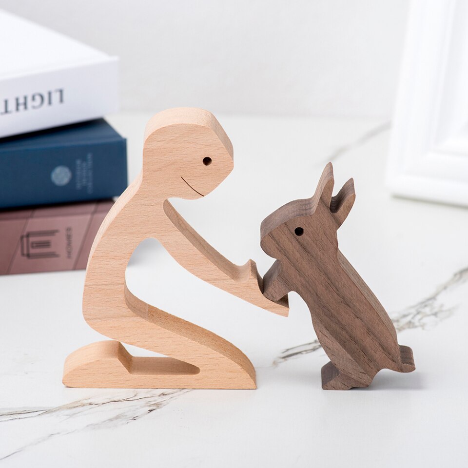 Wooden Dog Figure for Desk - Creative Pet Decoration