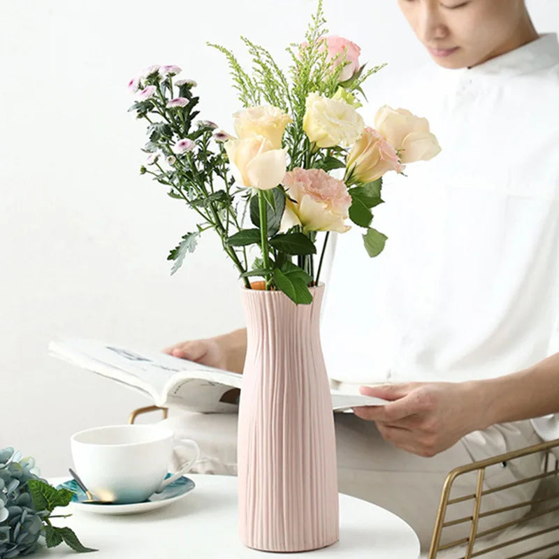 Kunststoff Vase Home für Dekoration Weiß Nachahmung Keramik Blumentopf Pflanzen