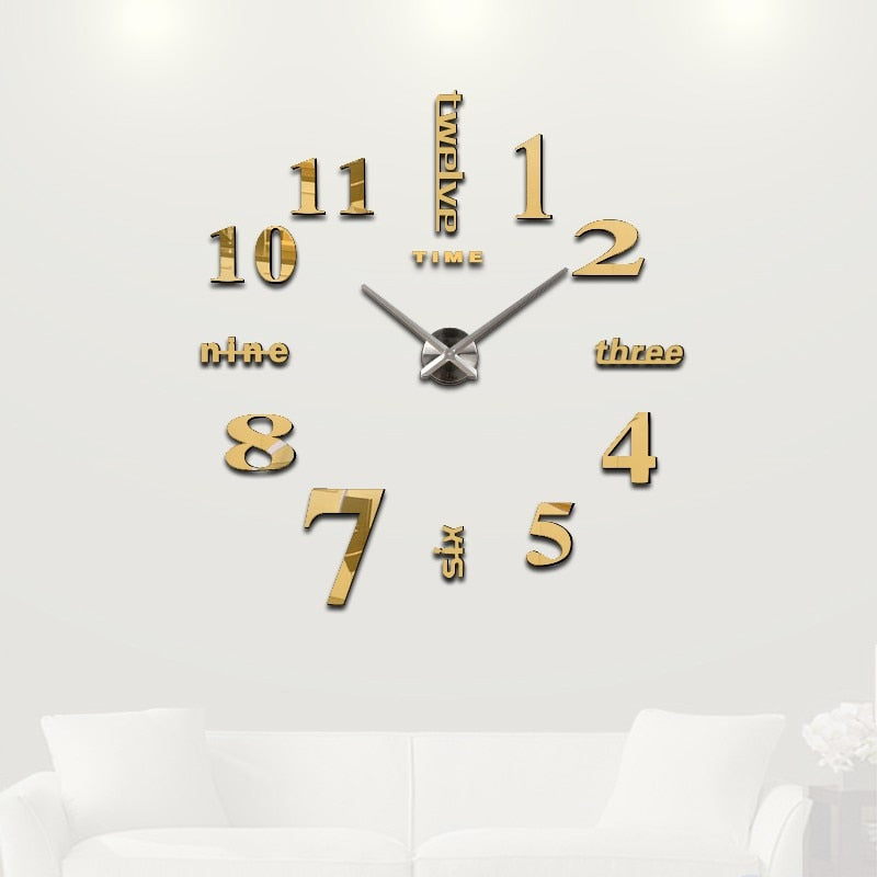 Horloge murale miroir à quartz 3D DIY grand design