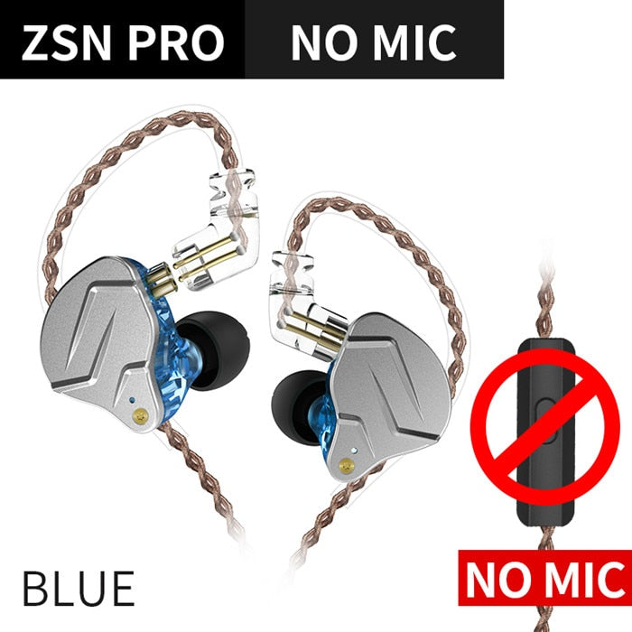 Écouteurs intra-auriculaires KZ ZSN Pro Hybrid 1BA + 1DD HIFI Bass Metal Earphones