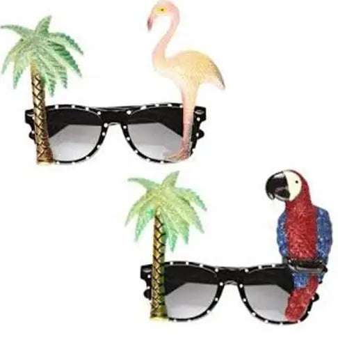 Hawaiianische Flamingo Papagei Brille Sonnenbrille Neon Tropisch BeachBBQ Fancy