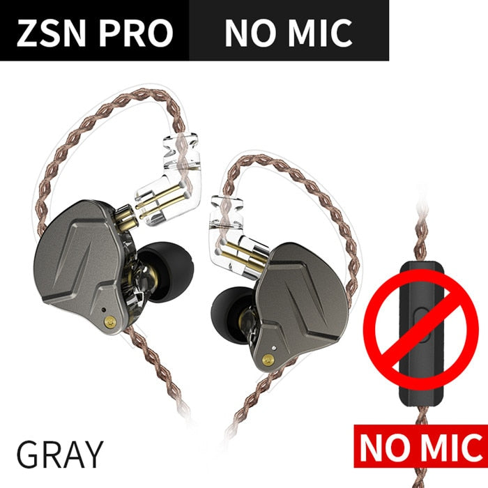 Écouteurs intra-auriculaires KZ ZSN Pro Hybrid 1BA + 1DD HIFI Bass Metal Earphones