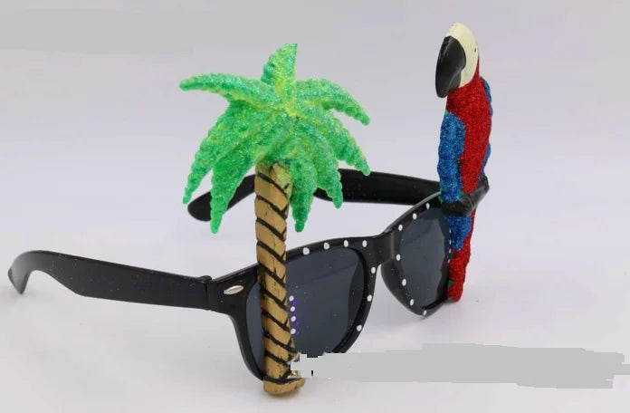 Hawaiianische Flamingo Papagei Brille Sonnenbrille Neon Tropisch BeachBBQ Fancy