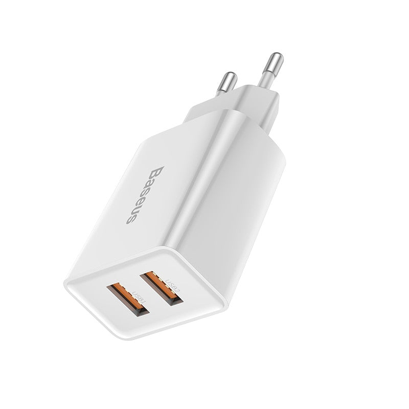 Chargeur Double USB Baseus EU Plug 2.1A Charge Rapide Max