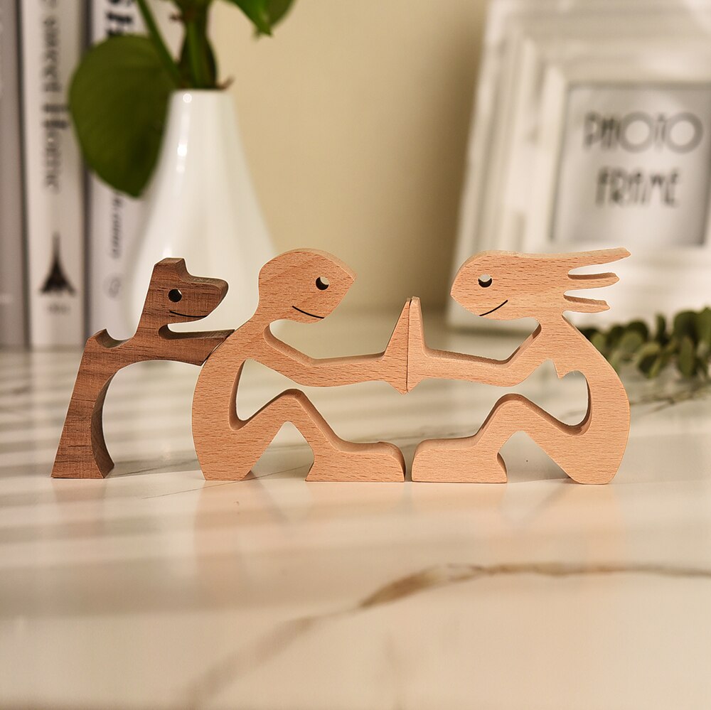 Wooden Dog Figure for Desk - Creative Pet Decoration