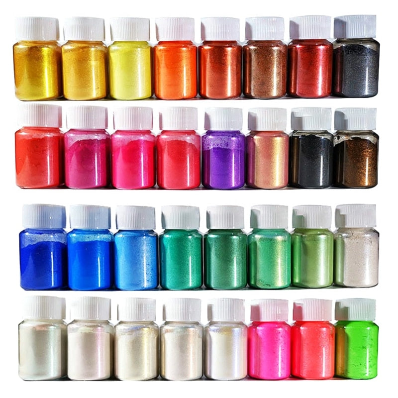 24 pcs bricolage perle mica résine époxy colorant