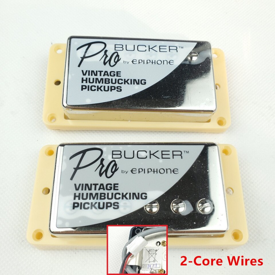 1 jeu de micros Humbucker pour guitare électrique ProBucker N &amp; B Standard Nickel LP avec faisceau de câblage Pro pour couvercle en argent EPI