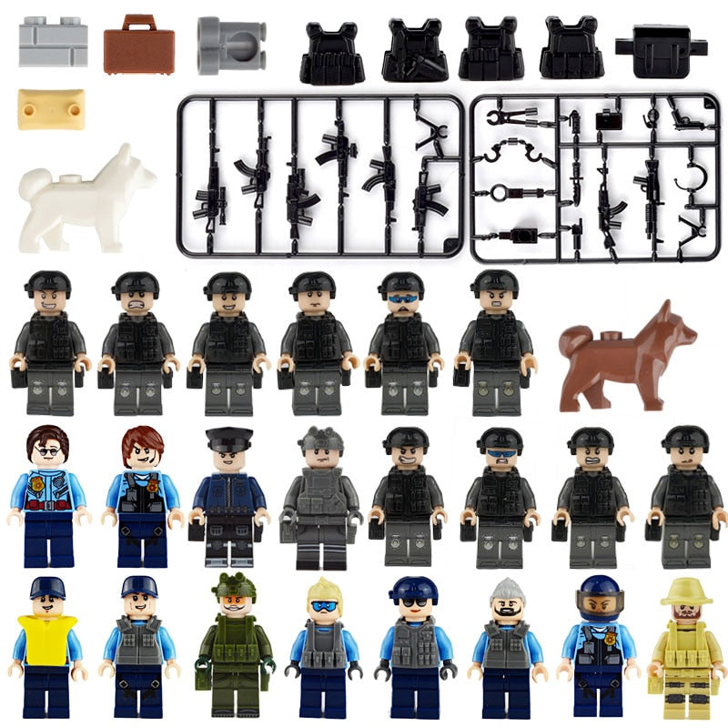 22-teiliges Set für Soldaten Mini Figuren SWAT Team Polizei