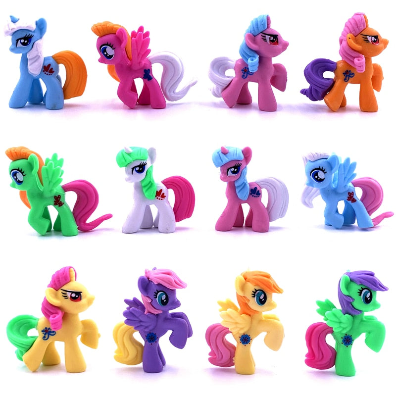 Set of 12 3-5cm "My Little Pony" rainbow horse