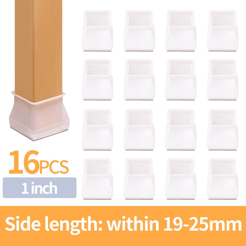 16 protège-pieds de chaise, housses en silicone pour une protection antidérapante des meubles