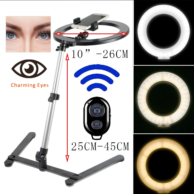 Vidéo YT Fill Ring Light Lampe Trépied Stand Photo LED Selfie BT