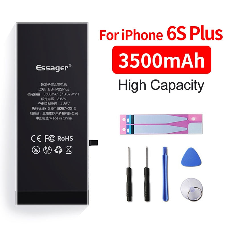 Batterie Essager pour iPhone 6 6S 5S 5C 7 8 Plus X Xs Max Xr 6Plus - Batterie de remplacement d'origine, haute capacité