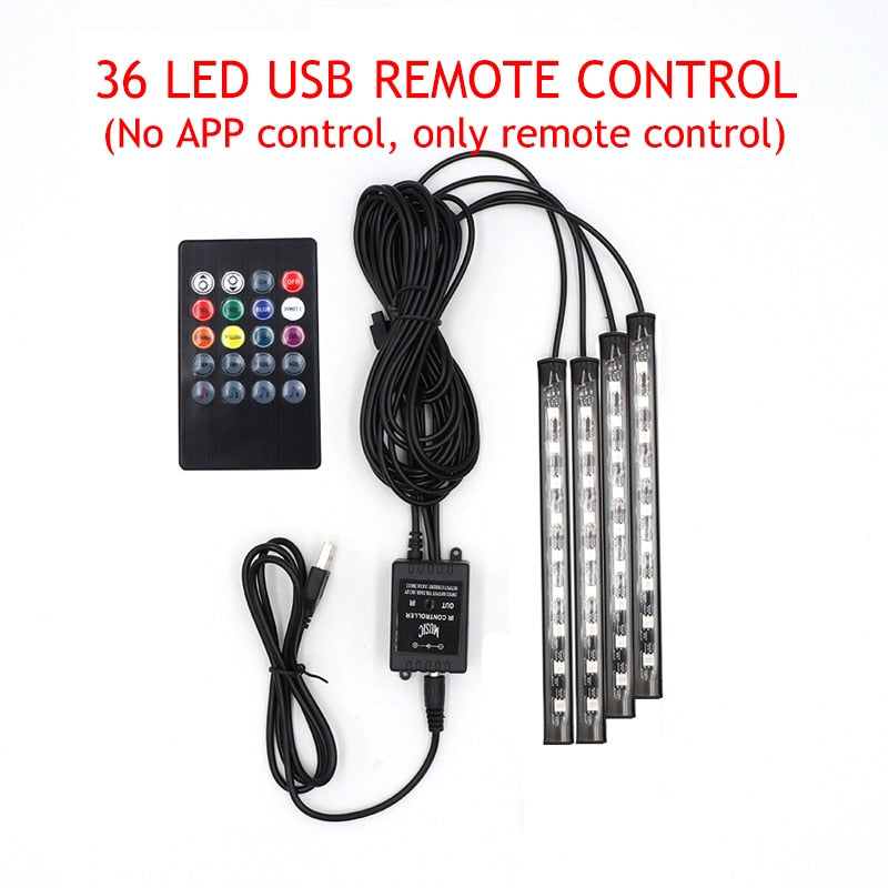 Phare de voiture à LED avec télécommande USB, contrôle de la musique et différents modes