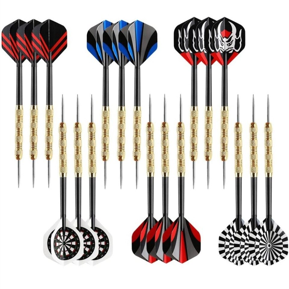 18 Stk. 6 Sätze Profi Stahlspitze Darts mit schönen Flights