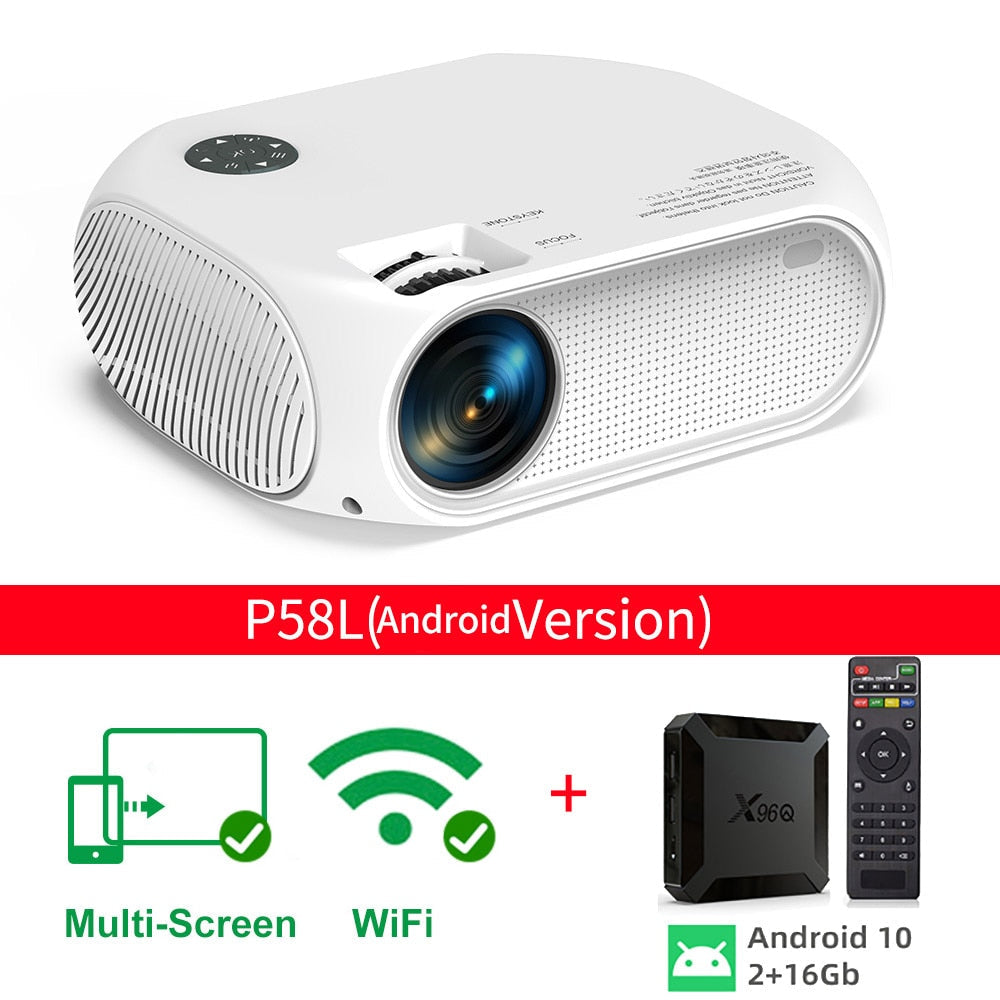 Salange HD Mini Projektor, Heimvideoprojektor, Led P58, Wifi, 1280 x 720P, Telefon Tragbar, 3500 Lumen, Kino 3D Film