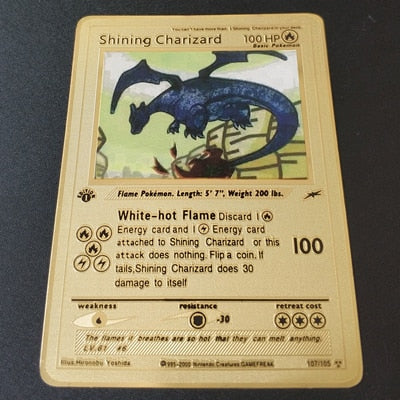 Pokemon Game Anime Battle Card Gold Metal