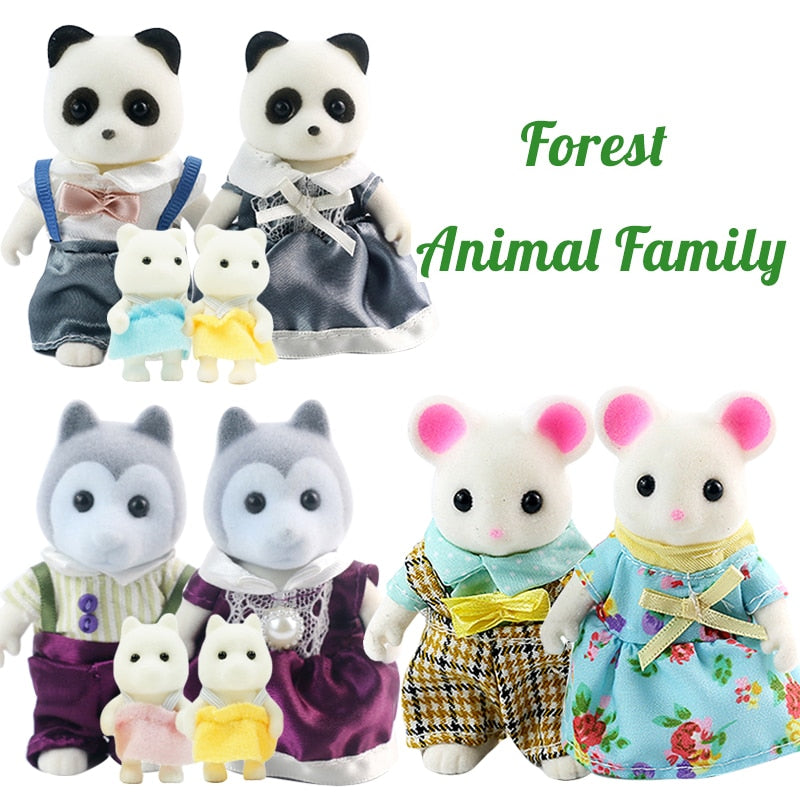 1-12 animaux jouets MINI jouent à la simulation pour enfants de la poupée familiale de la forêt