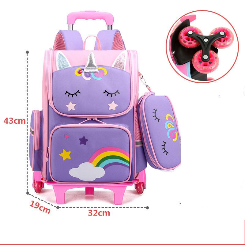 Schulrucksack mit Rädern & Tasche Set für Mädchen