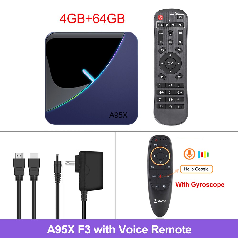VONTAR A95X F3 RVB TV Box Android 9.0 4 Go 64 Go 32 Go Amlogic S905X3 8K 60fps