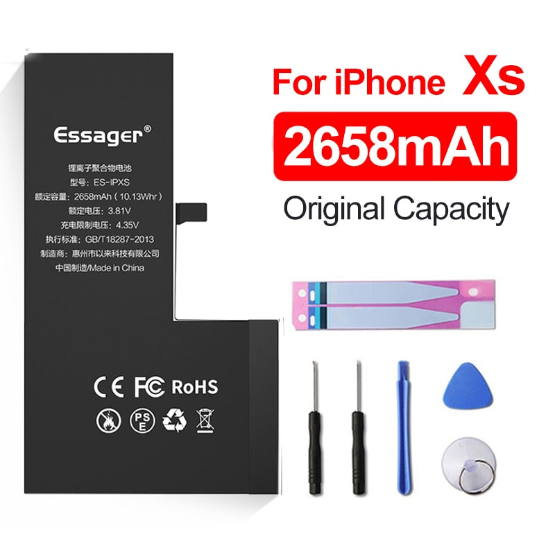 Batterie Essager pour iPhone 6 6S 5S 5C 7 8 Plus X Xs Max Xr 6Plus - Batterie de remplacement d'origine, haute capacité