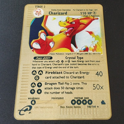 Pokemon Game Anime Battle Card Gold Metal