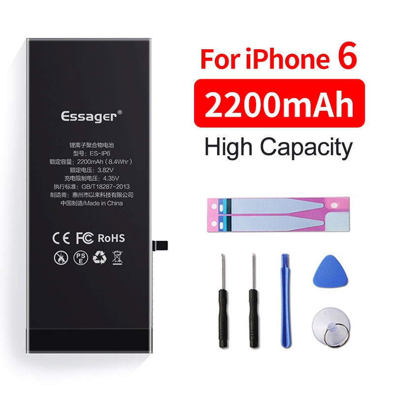 Batterie Essager pour iPhone 6 6S 5S 5C 7 8 Plus X Xs Max Xr 6Plus - Batterie de remplacement d'origine, haute capacité