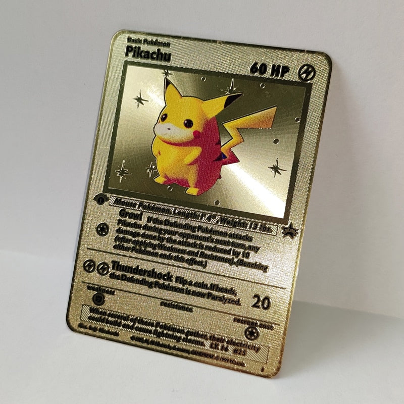 Pokemon Game Anime Battle Card Gold Metal