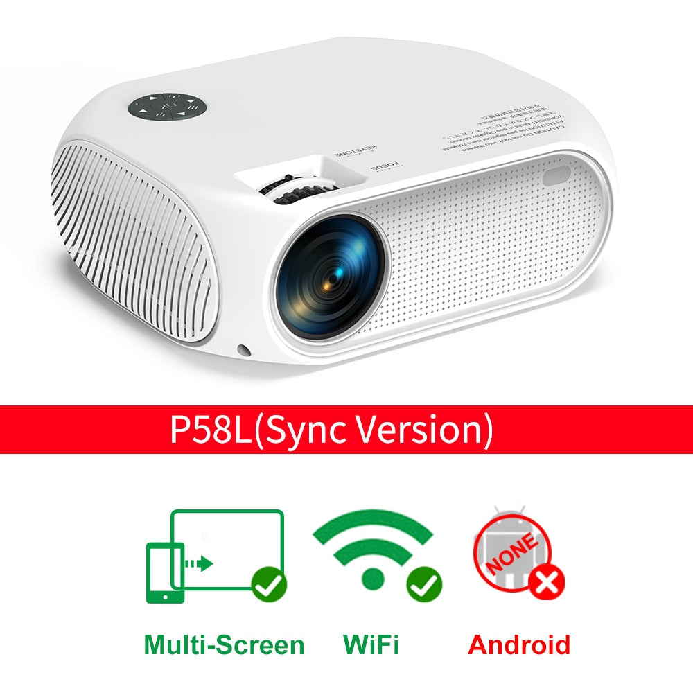 Salange HD Mini Projektor, Heimvideoprojektor, Led P58, Wifi, 1280 x 720P, Telefon Tragbar, 3500 Lumen, Kino 3D Film