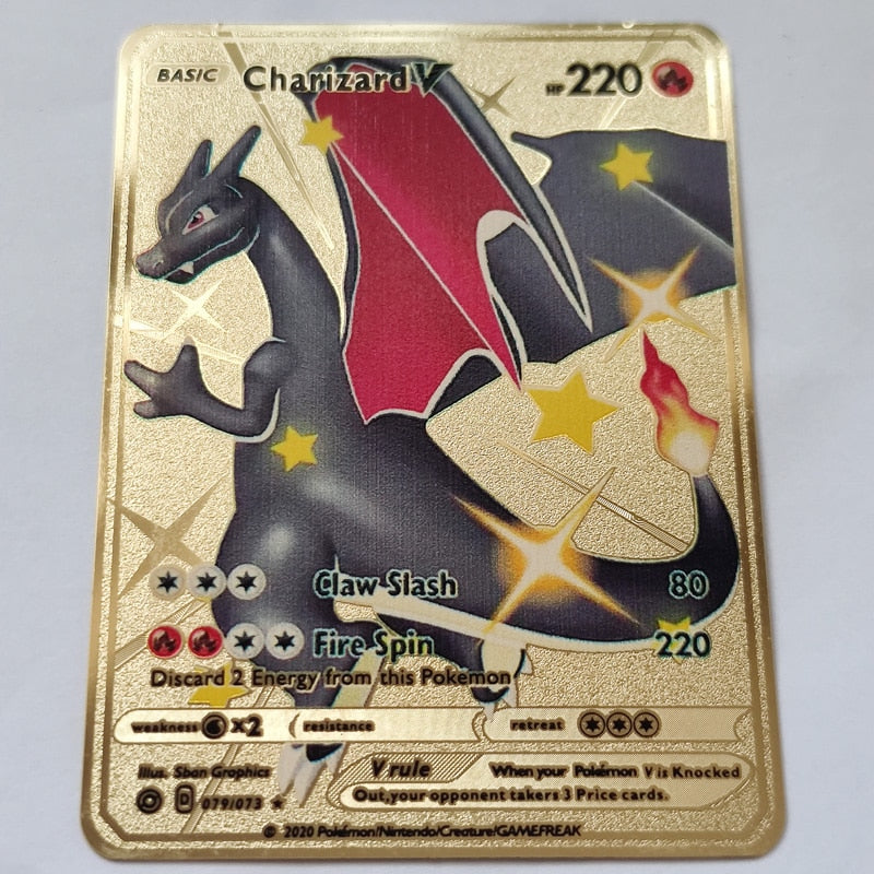 Pokemon Game Anime Battle Card Gold Metal