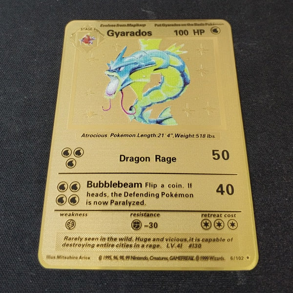 Pokemon Game Anime Battle Card Gold Metal