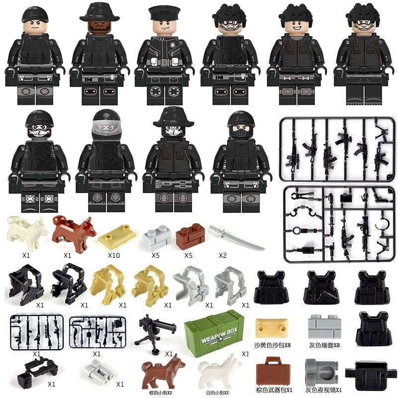 22-teiliges Set für Soldaten Mini Figuren SWAT Team Polizei