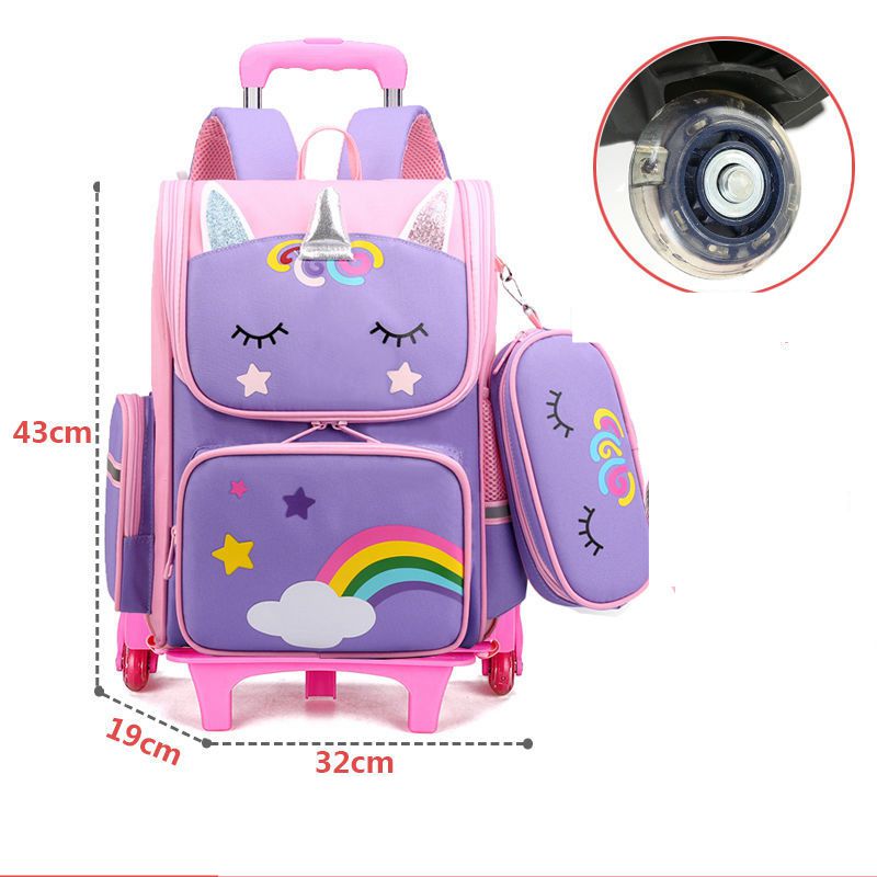 Schulrucksack mit Rädern & Tasche Set für Mädchen