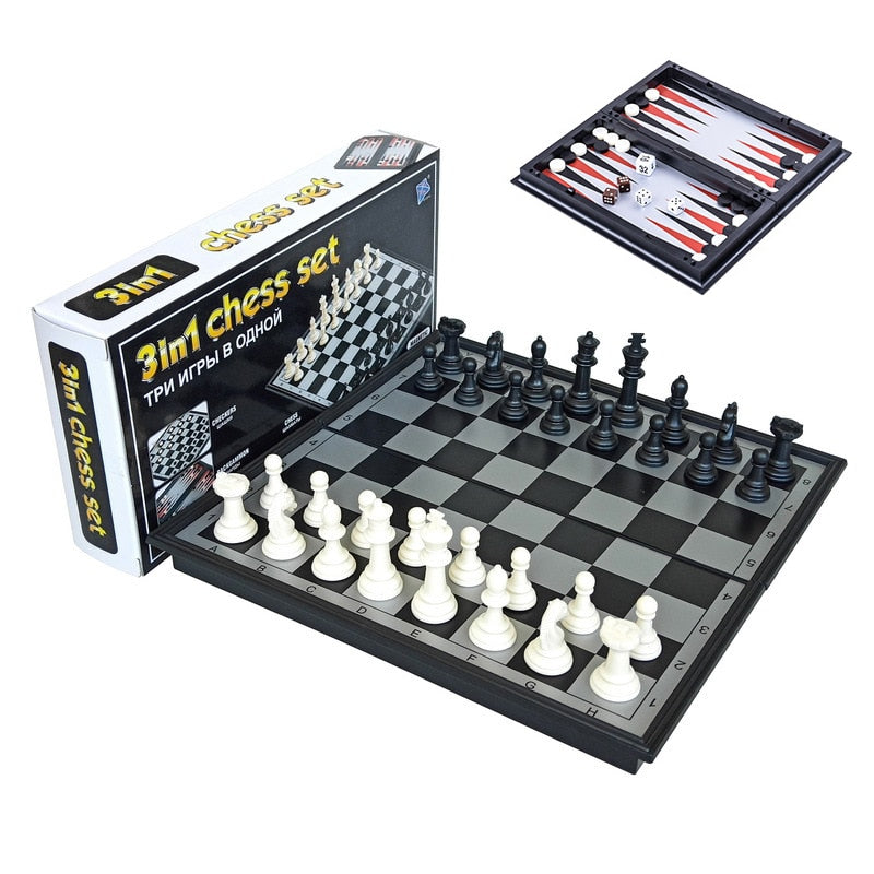 Magnetisches Schach Backgammon Dame Set