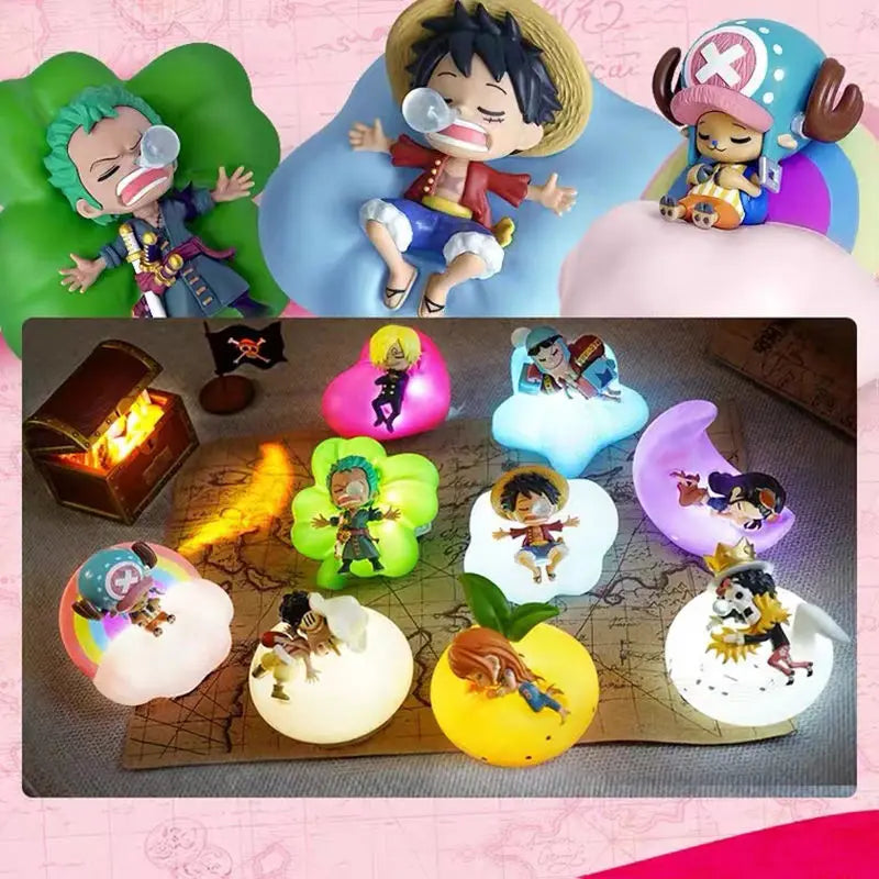 One Piece Ruffy Zoro Nami Sanji Night Light Anime Figure Lamp Soft Light Bedroom Night LED Light Room Kids Toy Gift